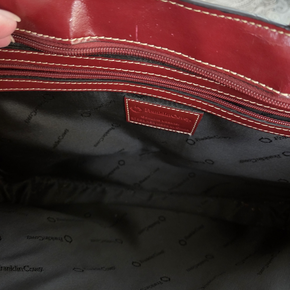 Franklin Covey Elegant Burgundy Leather Briefcase Bag Preloved - Picture 6 of 13